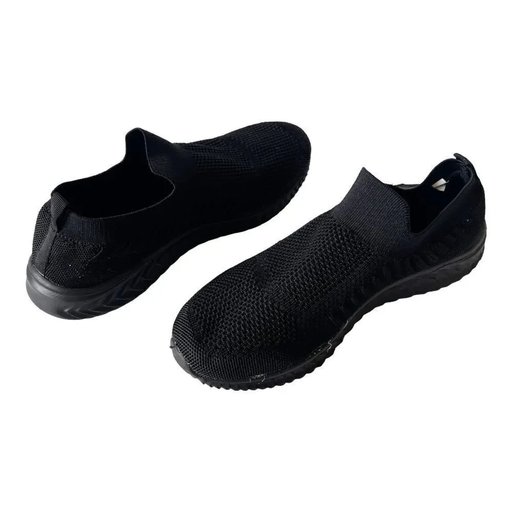 JIAFO Women’s Black‎ Mesh Knit Breathable Ultra Lightweight Slip On Sneakers